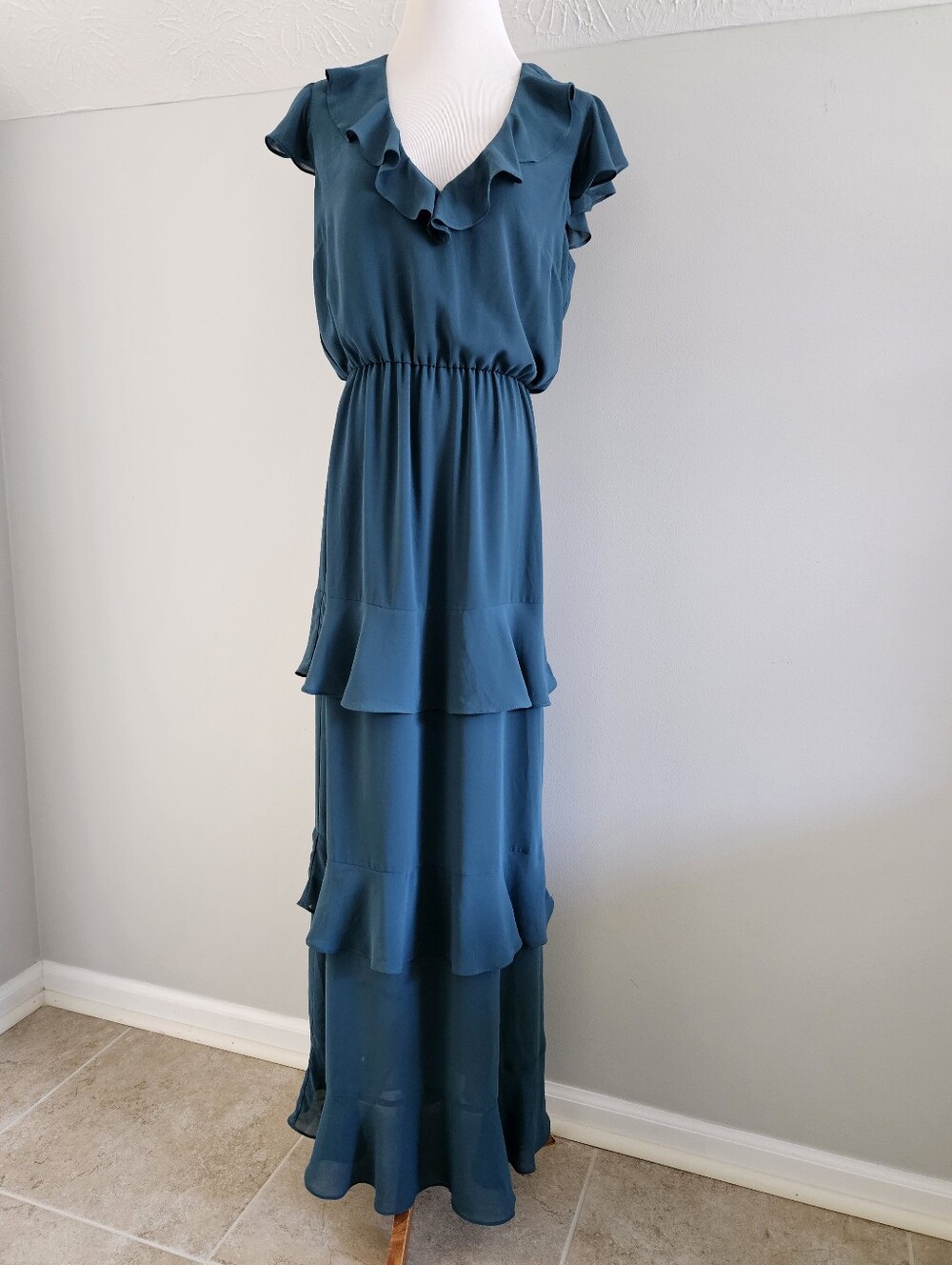 WAYF | Teal Ruffle Tiered Maxi Dress